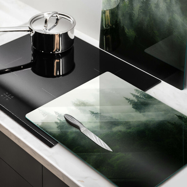 Glass chopping board Landscape of a hazy forest