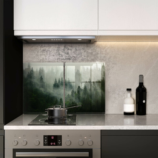 Glass chopping board Landscape of a hazy forest