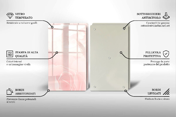 Glass chopping board Pastel background roses