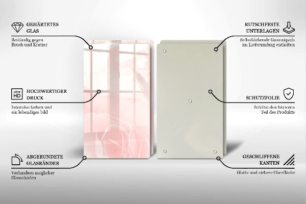Glass chopping board Pastel background roses