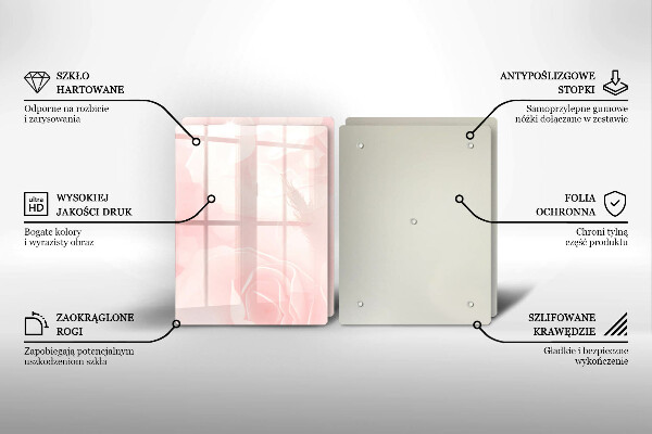 Glass chopping board Pastel background roses