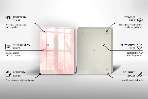 Glass chopping board Pastel background roses