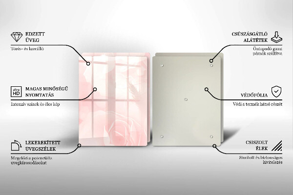 Glass chopping board Pastel background roses