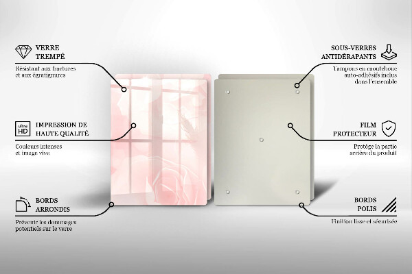 Glass chopping board Pastel background roses