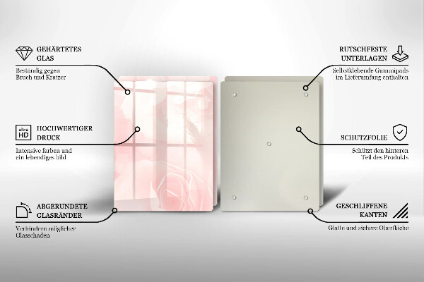 Glass chopping board Pastel background roses