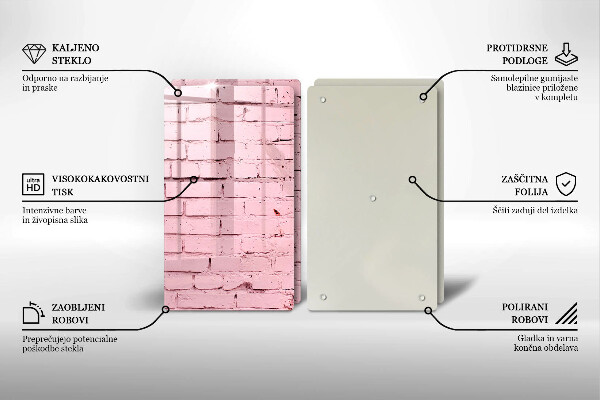 Glass chopping board Pastel wall bricks