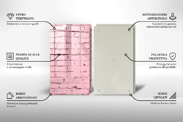 Glass chopping board Pastel wall bricks