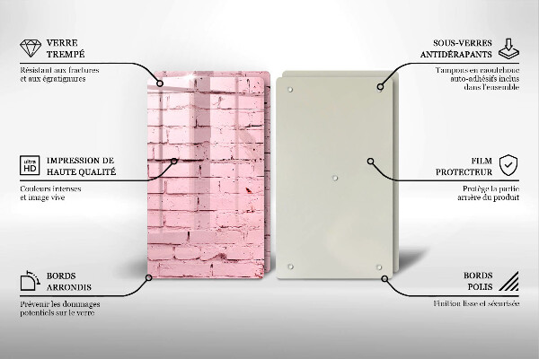 Glass chopping board Pastel wall bricks