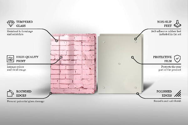 Glass chopping board Pastel wall bricks