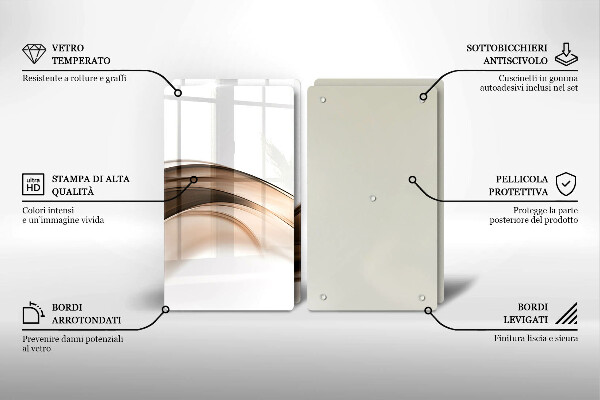 Glass chopping board Abstraction brown lines
