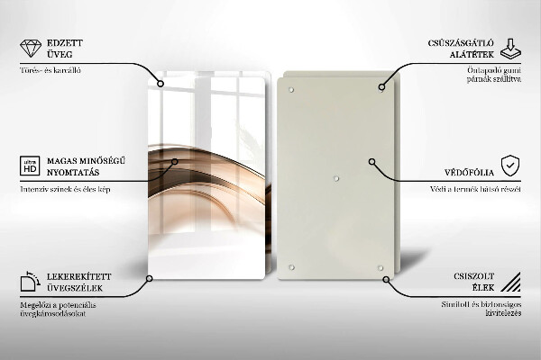 Glass chopping board Abstraction brown lines