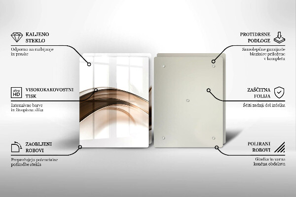 Glass chopping board Abstraction brown lines