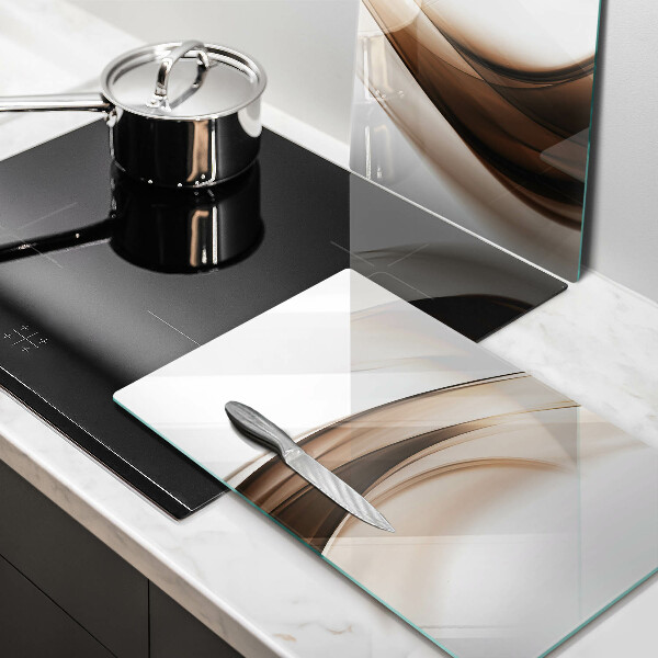 Glass chopping board Abstraction brown lines