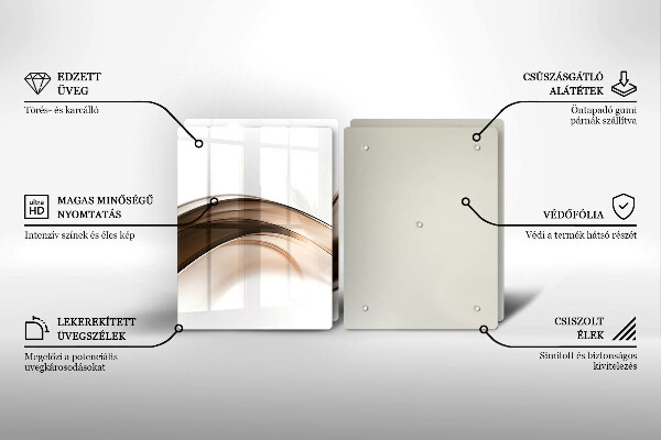 Glass chopping board Abstraction brown lines