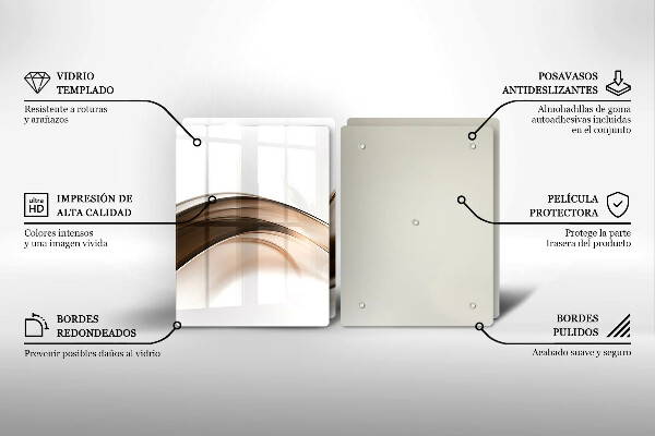 Glass chopping board Abstraction brown lines