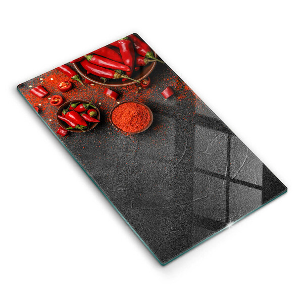 Cutting board Red chili peppers