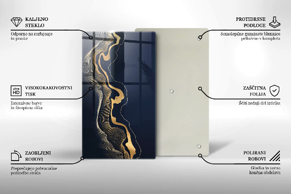 Cutting board Abstraction golden lines