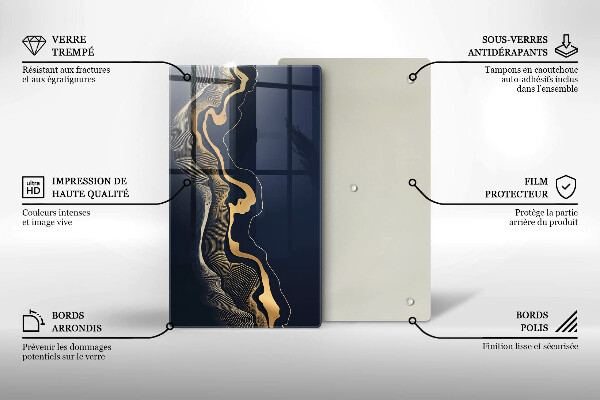 Cutting board Abstraction golden lines