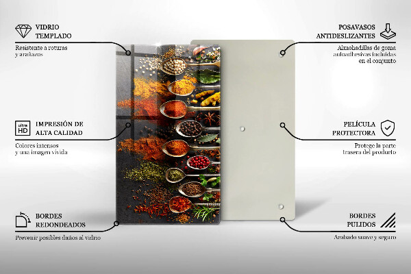 Cutting board Spoons with spices