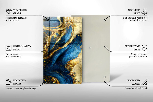 Worktop saver Blue-gold marble