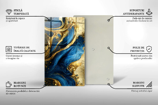 Worktop saver Blue-gold marble