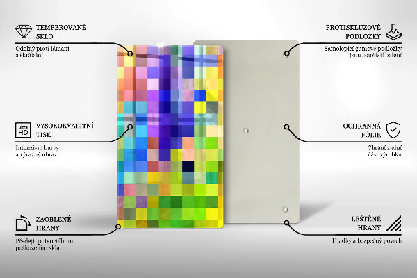 Cutting board Colorful squares pixels