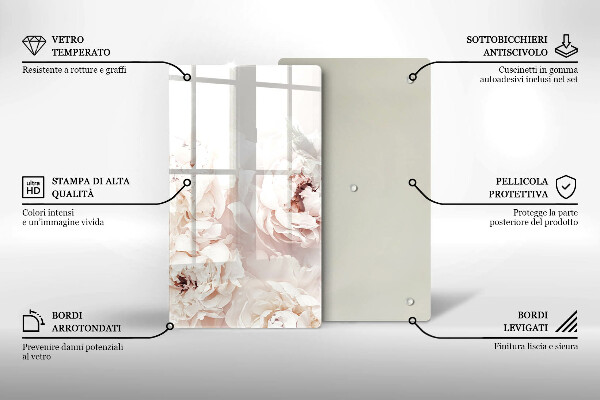 Cutting board Pastel peonies