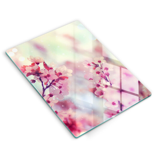 Cutting board Spring pink flowers