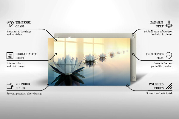 Chopping board Lilie flowers on the water