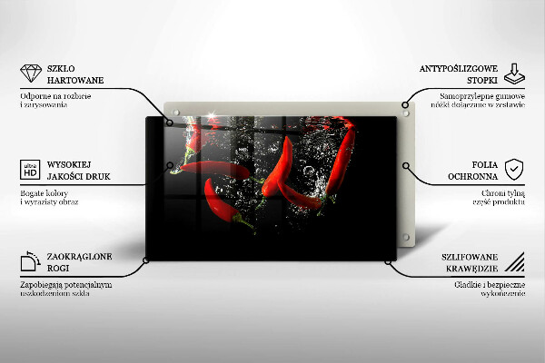 Chopping board Chili peppers in water