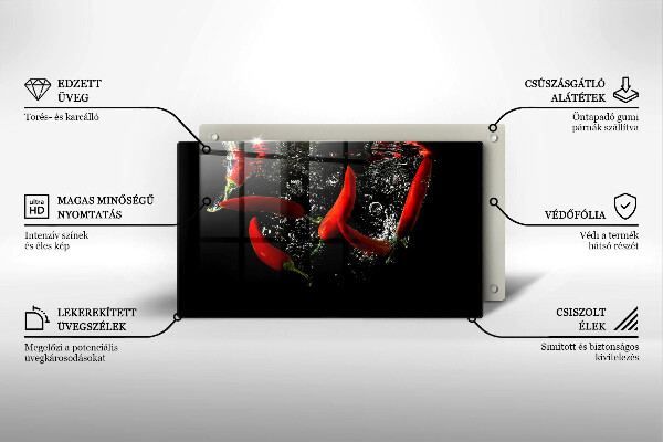 Chopping board Chili peppers in water