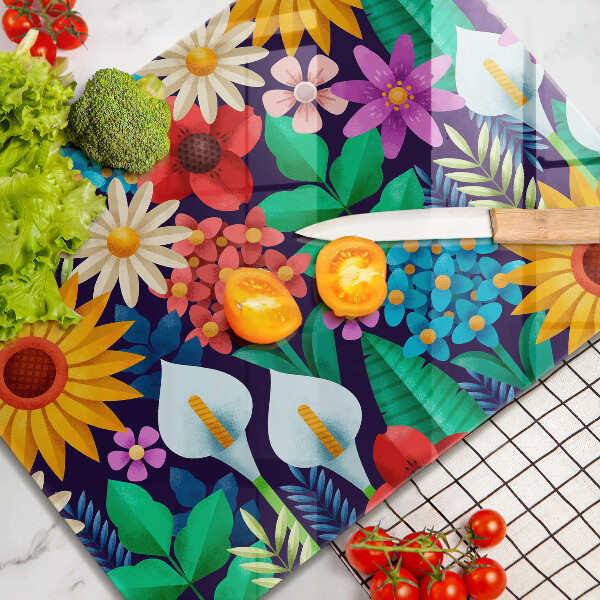 Chopping board Illustration meadow flowers