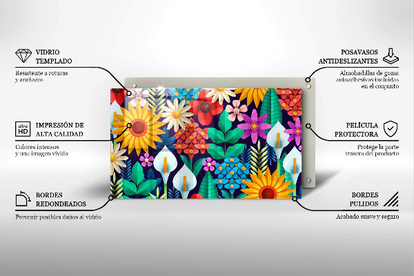 Chopping board Illustration meadow flowers