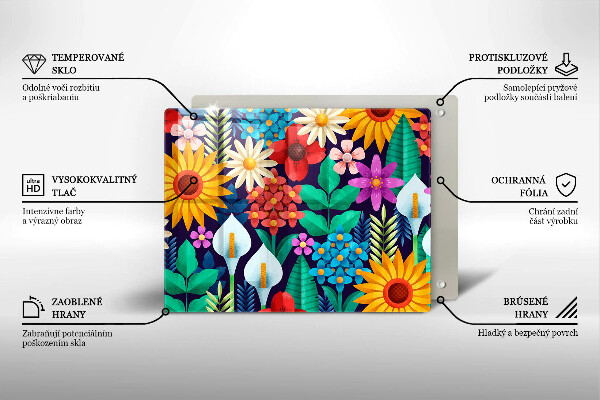 Chopping board Illustration meadow flowers