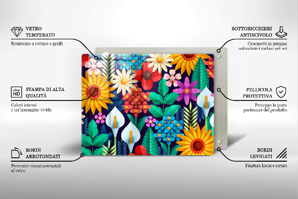 Chopping board Illustration meadow flowers