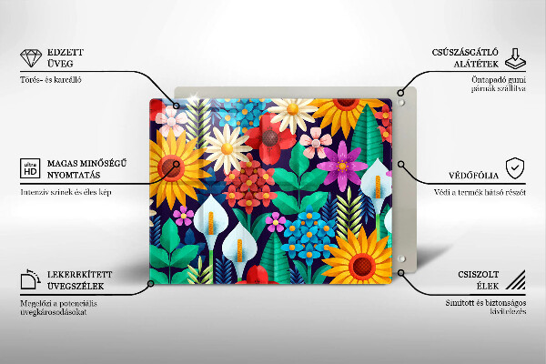 Chopping board Illustration meadow flowers