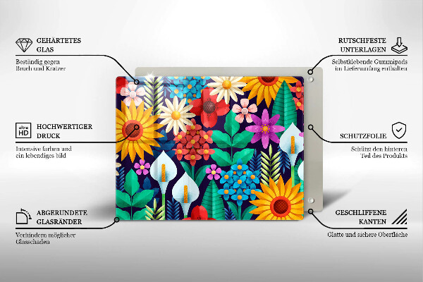 Chopping board Illustration meadow flowers