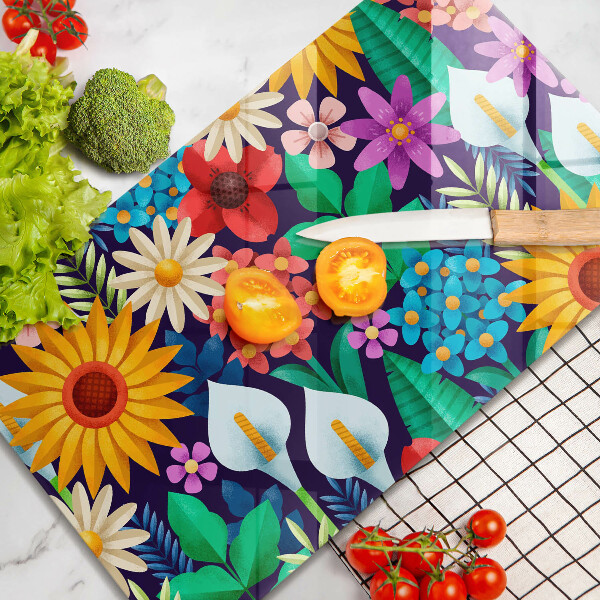 Chopping board Illustration meadow flowers