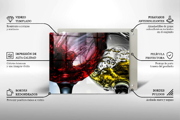 Chopping board Wine glasses