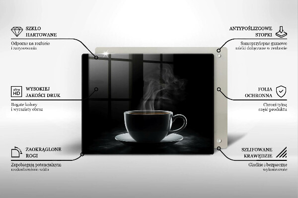 Chopping board Hot cup of coffee