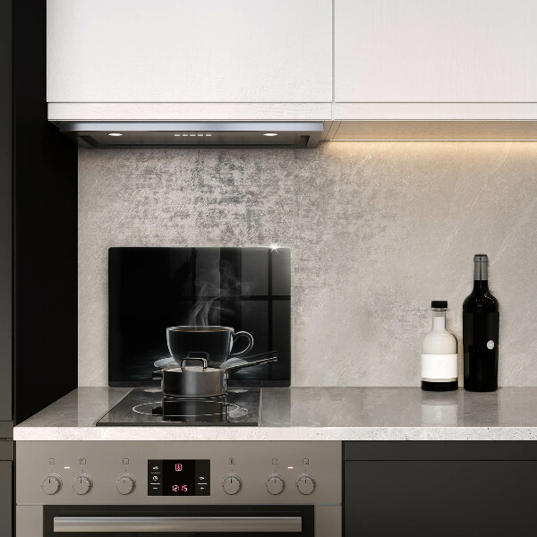 Chopping board Hot cup of coffee