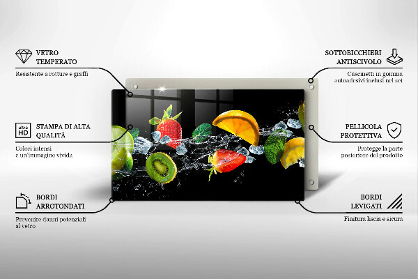 Chopping board Fruits in water