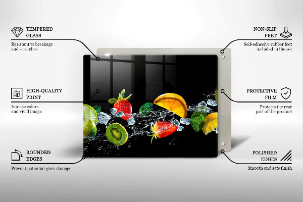 Chopping board Fruits in water