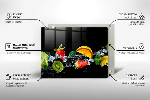 Chopping board Fruits in water