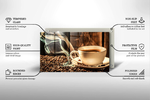 Chopping board Cup and coffee beans