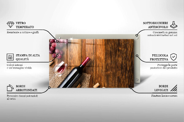 Chopping board A bottle of red wine