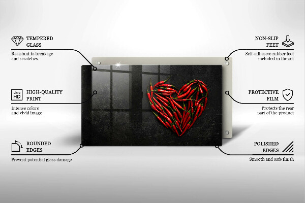 Chopping board Chili peppers heart