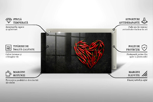 Chopping board Chili peppers heart