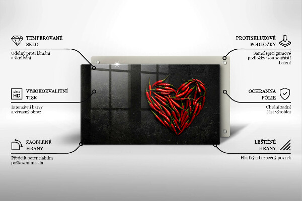 Chopping board Chili peppers heart