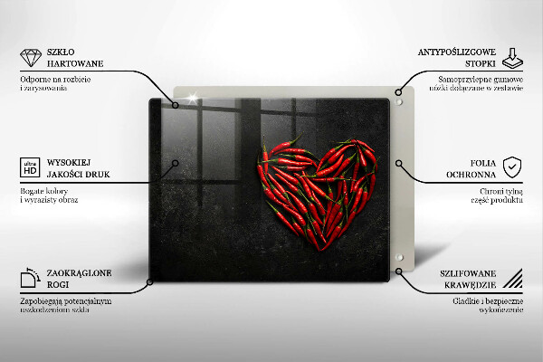 Chopping board Chili peppers heart